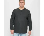 Target Plus Waffle Henley Top - Black