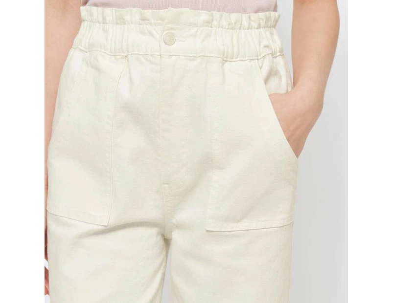 Target Super High Rise Ankle Length Paperbag Denim Jeans - White