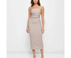 Crinkle Gathered Side Tube Dress - Lily Loves - Neutral