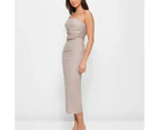 Crinkle Gathered Side Tube Dress - Lily Loves - Neutral