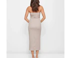 Crinkle Gathered Side Tube Dress - Lily Loves - Neutral