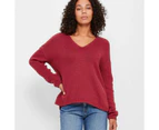 Target Australian Cotton Deep V-Neck Jumper - Red