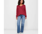 Target Australian Cotton Deep V-Neck Jumper - Red