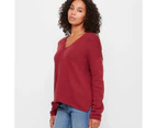 Target Australian Cotton Deep V-Neck Jumper - Red