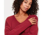 Target Australian Cotton Deep V-Neck Jumper - Red