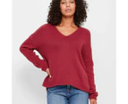 Target Australian Cotton Deep V-Neck Jumper - Red