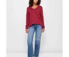 Target Australian Cotton Deep V-Neck Jumper - Red