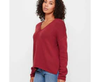 Target Australian Cotton Deep V-Neck Jumper - Red