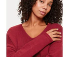 Target Australian Cotton Deep V-Neck Jumper - Red