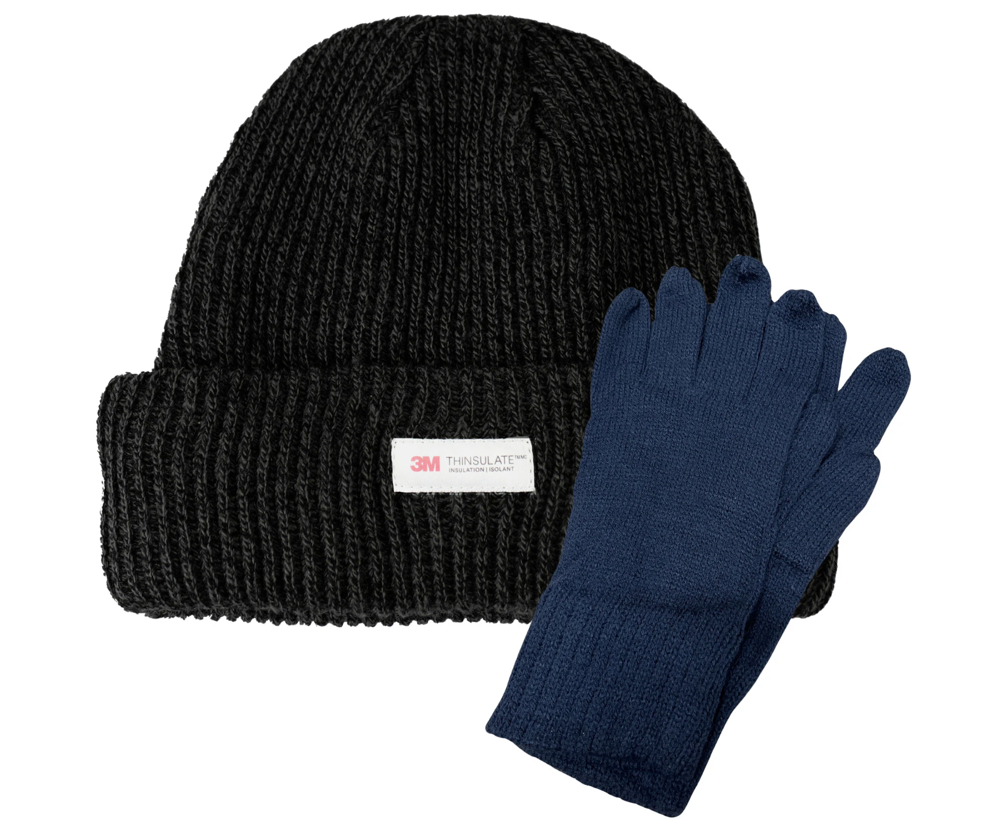 2pcs Set Mens 3M Thinsulate Beanie Hat + Knitted Gloves Winter Warm Snow