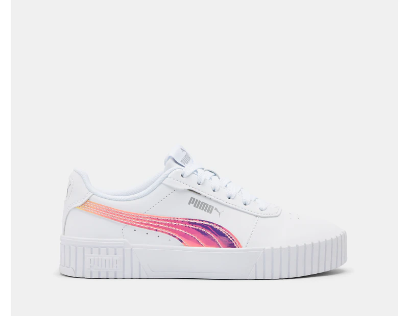 Puma Youth Girls' Carina 2.0 Holographic Sneakers - White/Silver