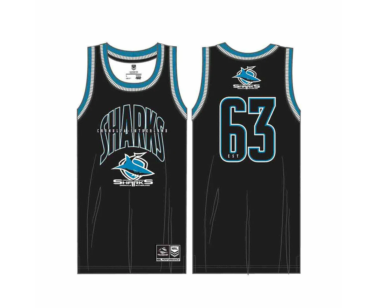 NRL Mens Basketball Singlet - Cronulla Sharks - Rugby League