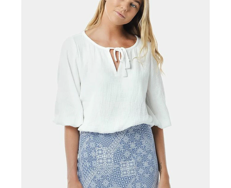 Crop Peasant Blouse - Piping Hot