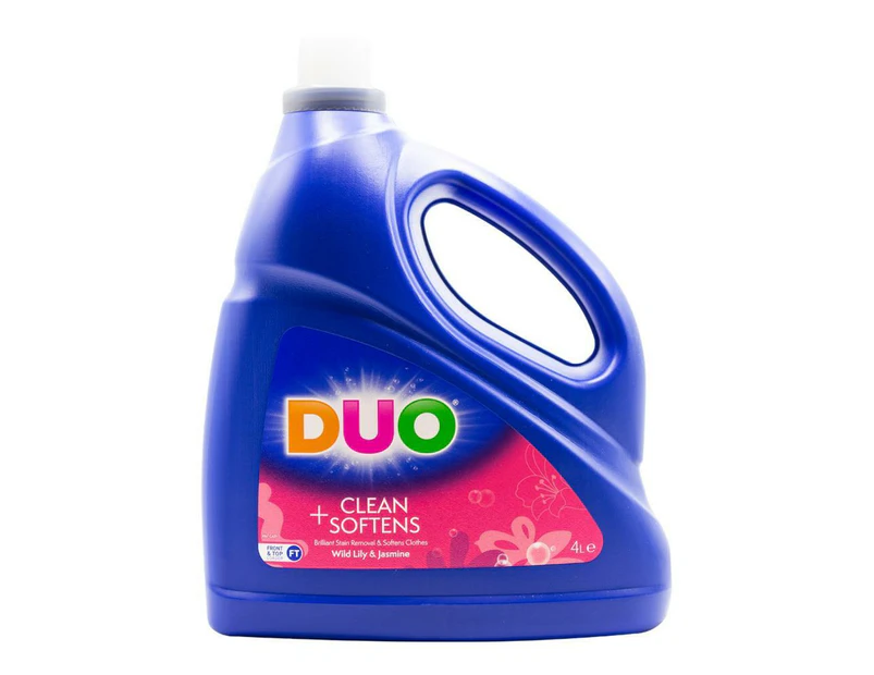 Duo Laundry Liquid Front & Top Loader 2X Concentrate Cleans + Softens 4L