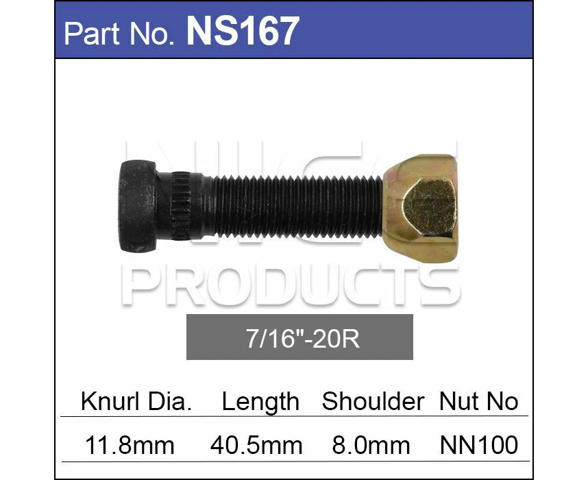 Nice NS167 Wheel Stud & Nut 7/16" Sold as Each