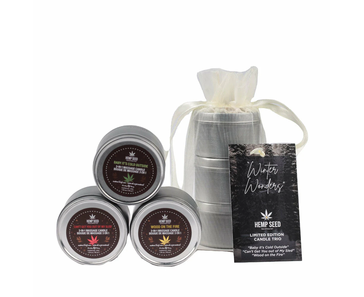 Experience The Luxurious Sensation Of Eb Hemp Seed Winter Wonders Massage Candle Trio Set Of 3 | Unisex | Skin Nourishing | Relaxing Aromatherapy | Pe