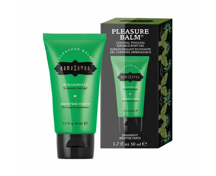 Kama Sutra Pleasure Balm Sensations Spearmint 1.7oz Cooling Tingling Water Based Body Gel For Romantic Play Gender Neutral Intensify Pleasure And Expl