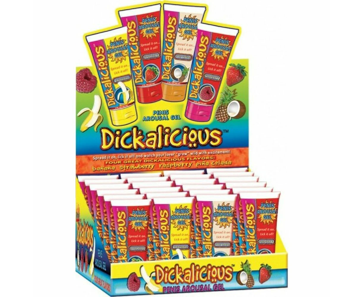 Dickalicious Penis Arousal Cream Dickalicious Arousal Gel 2 Oz. For Men Intimate Pleasure Enhancement Exciting Flavors Water Soluble Raspberry Pina Co