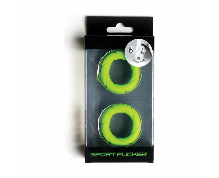 Sport Fucker Liquid Silicone Ready Rings Model Rf 007 Unisex Cock Rings (pack Of 2) Green