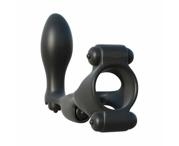 Fantasy C Ringz Ultimate Ass Gasm Black Deluxe 4 Vibrator Cock Ring & Prostate Plug For Couples