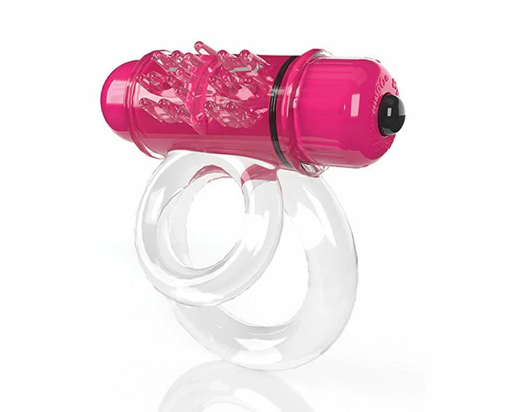 Screaming O - 4B Double O Vibrating Bullet Dual Penis Ring - Strawberry