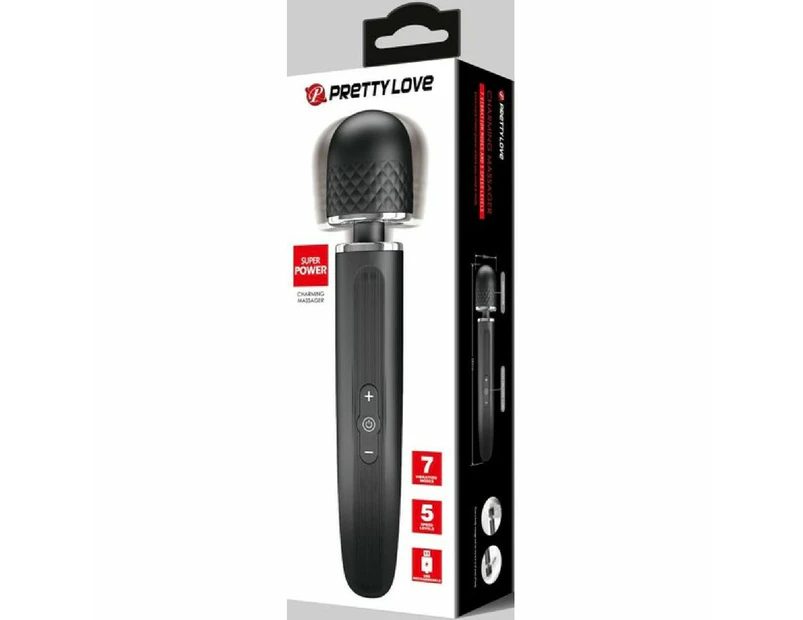 Pretty Love Rechargeable Charming Massager Plus 11.4 Black Vibrating Wand Model: Charming Plus 11.4 Unisex Full Body Rechargeable Massage Wand Black Red