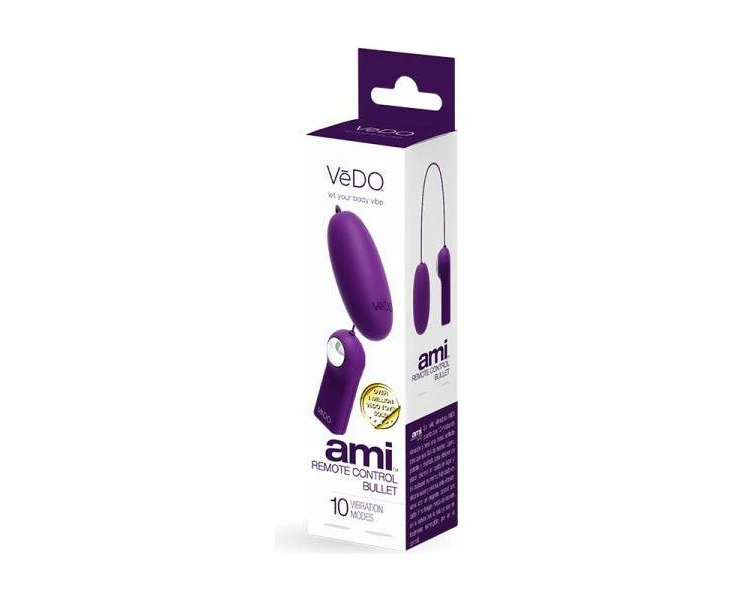 Vedo Ami Remote Control Bullet Vibrator Model Vd 001, Deep Purple, For Intense Vaginal Stimulation