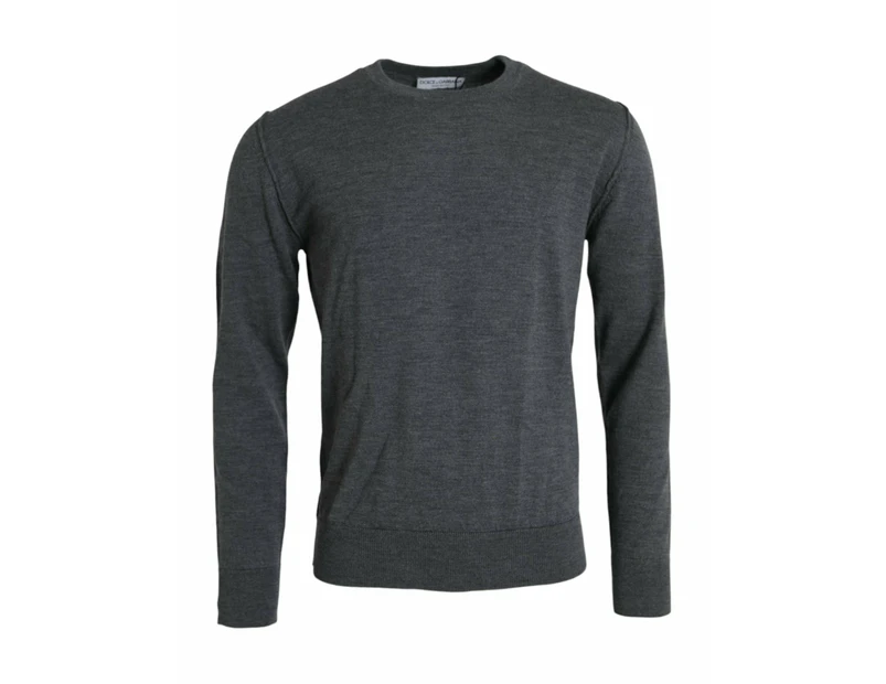 Dolce & Gabbana Dark Gray Wool Crew Neck Pullover Sweater - IT50 | L