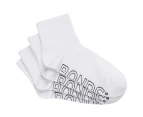 Bonds Women's Logo Lightweight Quarter Crew Socks 4-Pack - White