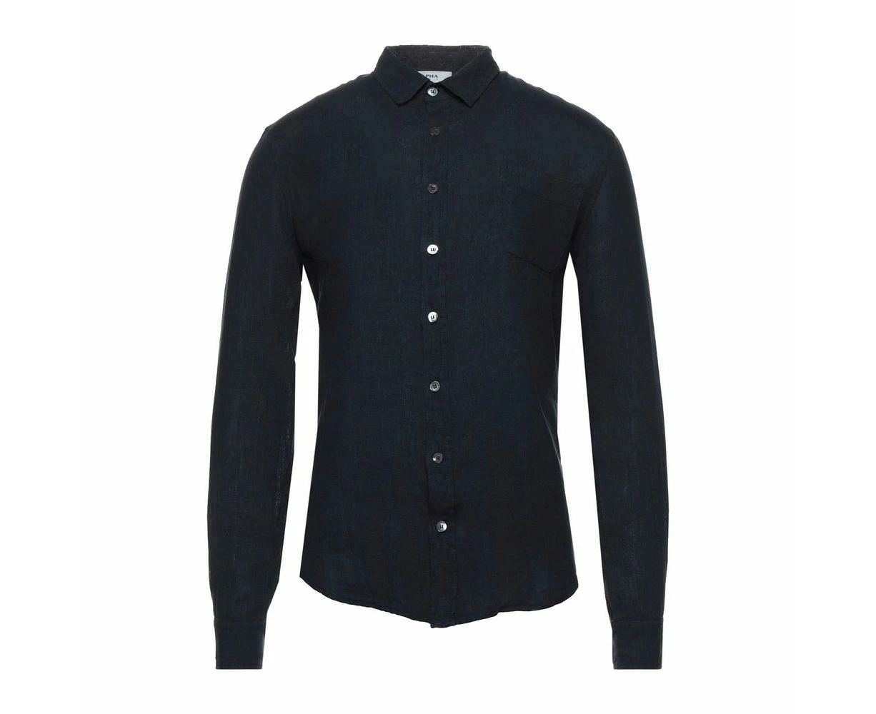 Alpha Studio Midnight Blue Linen Shirt - Italian Craftsmanship - IT48 | M