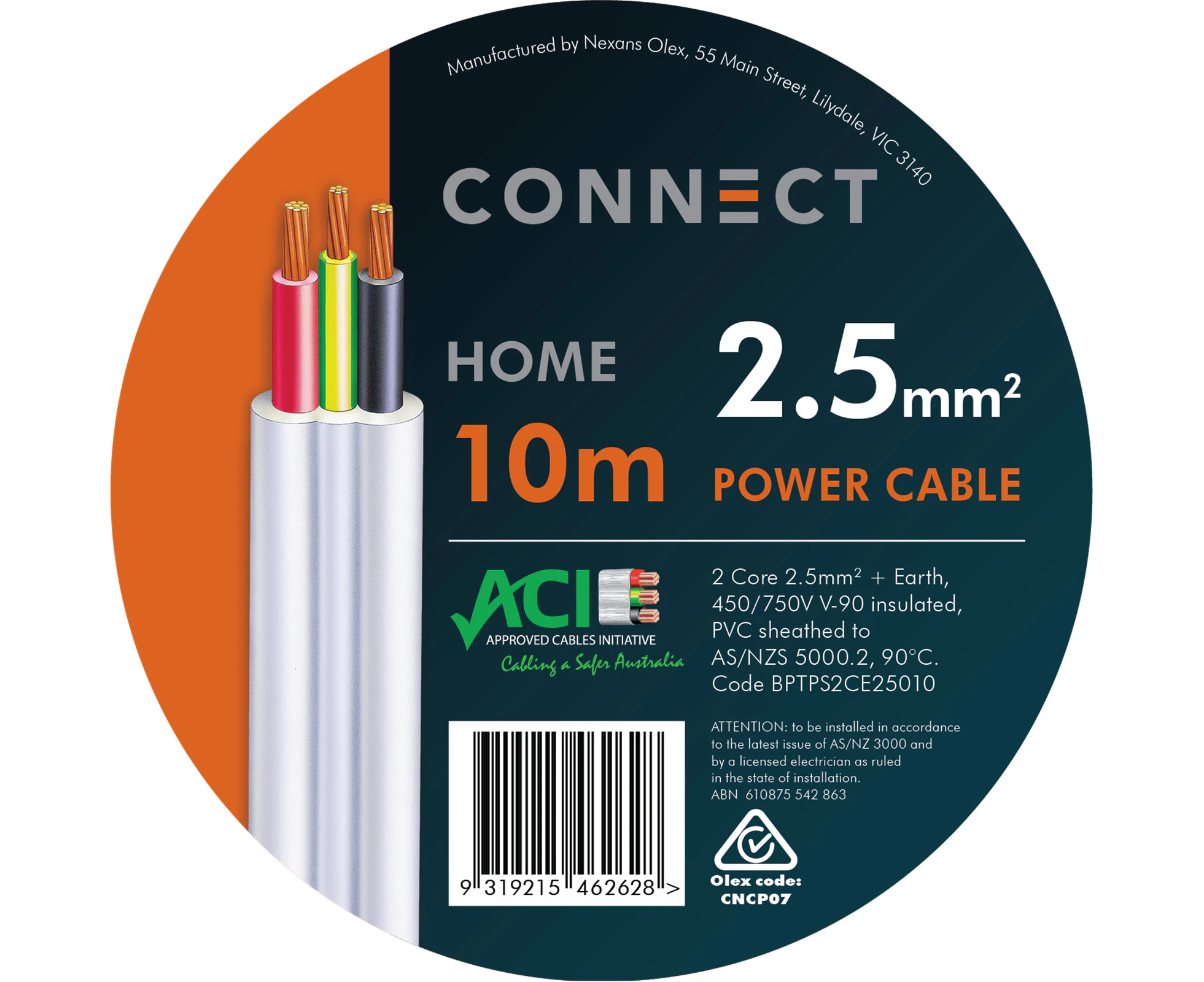 Cable Elec Twin Earth Connect 2 5mmx10m Bptps2ce25011