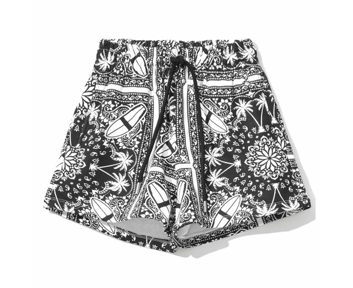 Comme Des Fuckdown Chic Monochrome Palms Cotton Shorts - S