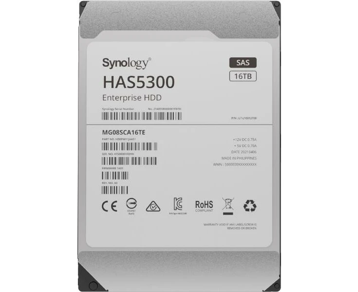 Synology -Enterprise Storage for Synology systems, 3.5" SAS Hard drive, HAS5300 , 16TB,5 yr Wty.