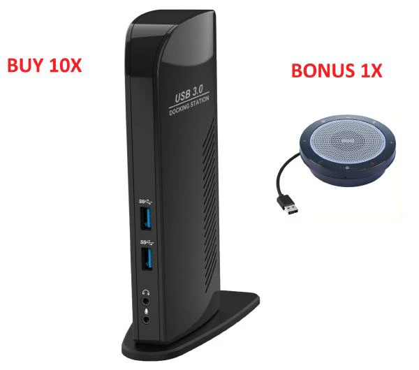 Buy 10 x Shintaro Blazer USB3.0/USB-C Dual Display Docking Station - GET BONUS FREE MAXIFI SH-145 Portable Bluetooth conference speakerphone