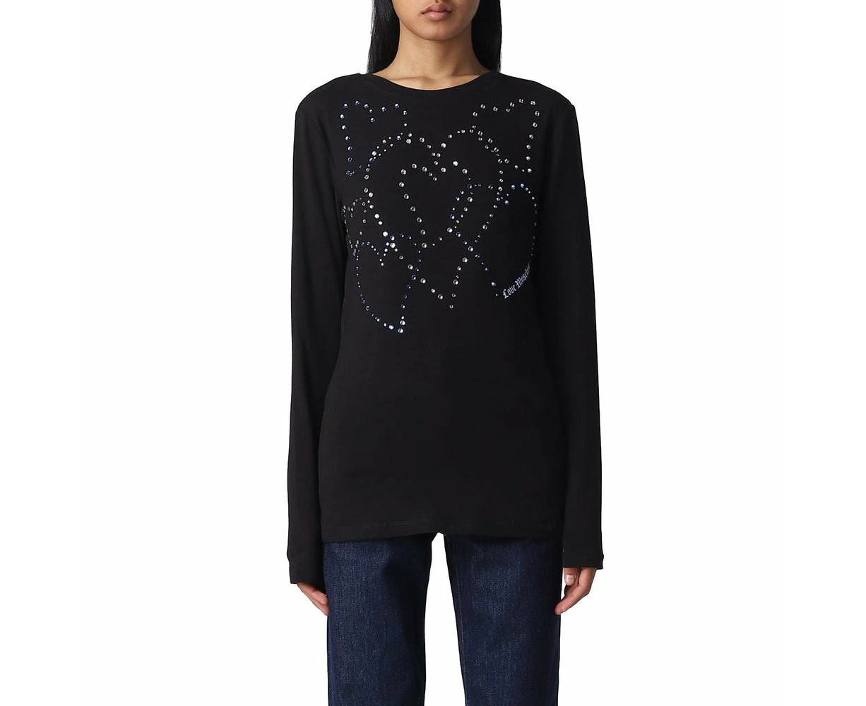 Love Moschino Rhinestone Heart Embellished Cotton Tee - IT44|L