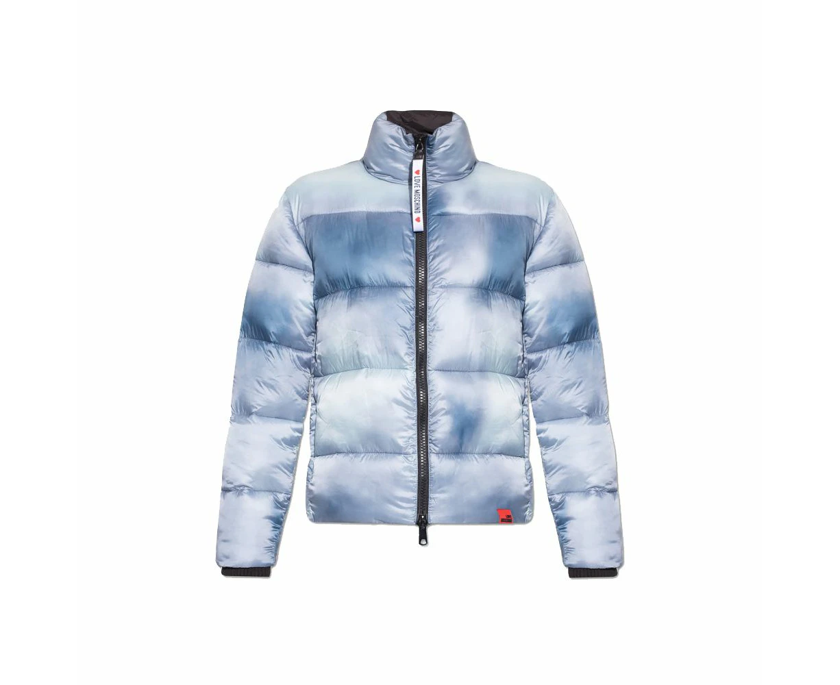 Love Moschino Chic Light Blue Down Jacket with Logo Patch - IT42|M