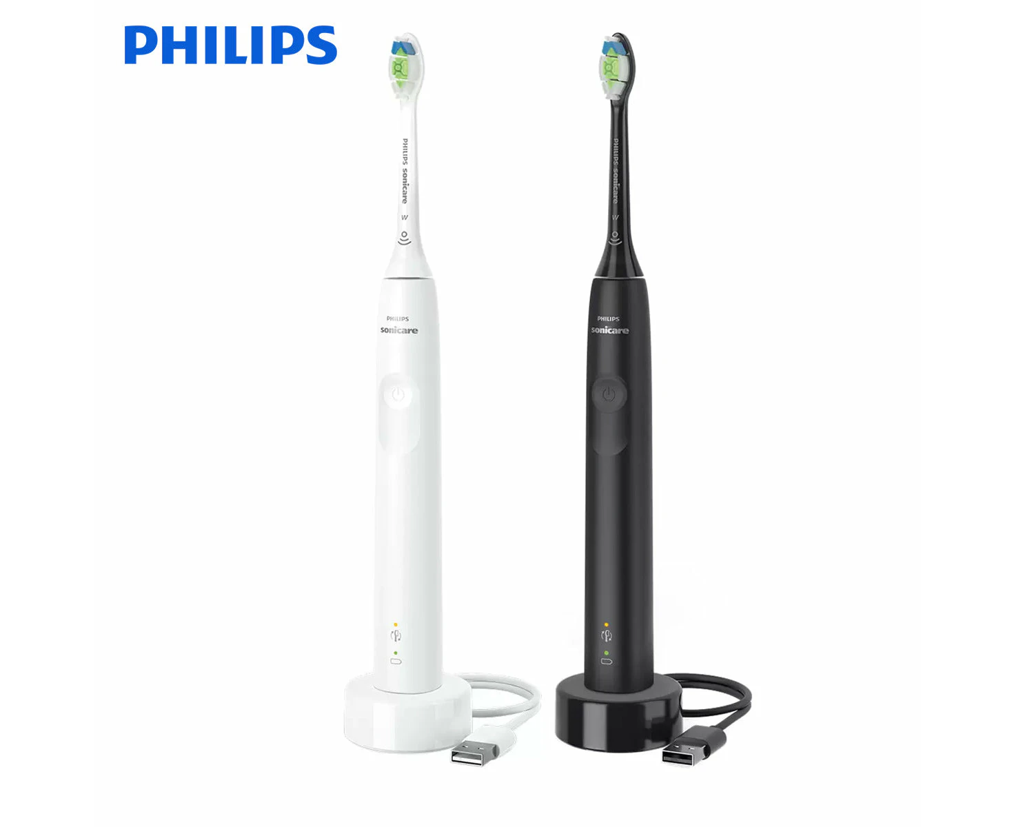 Philips Sonicare 3100 Range Black And White Toothbrush HX3676/34 2Packs Set