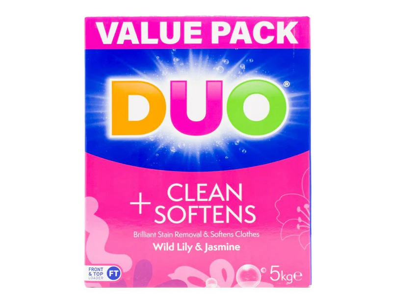 Duo Laundry Powder Wild Lily & Jasmine Cleans Soften Freshens Top Loader 5kg