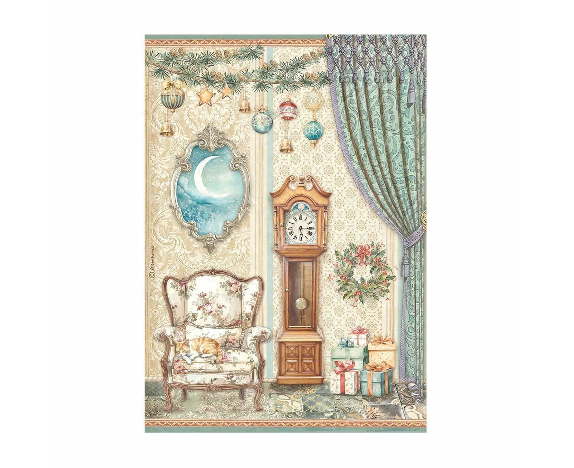 Stamperia Rice Paper Sheet A4 - The Nutcracker - Pendulum Clock And Chair*