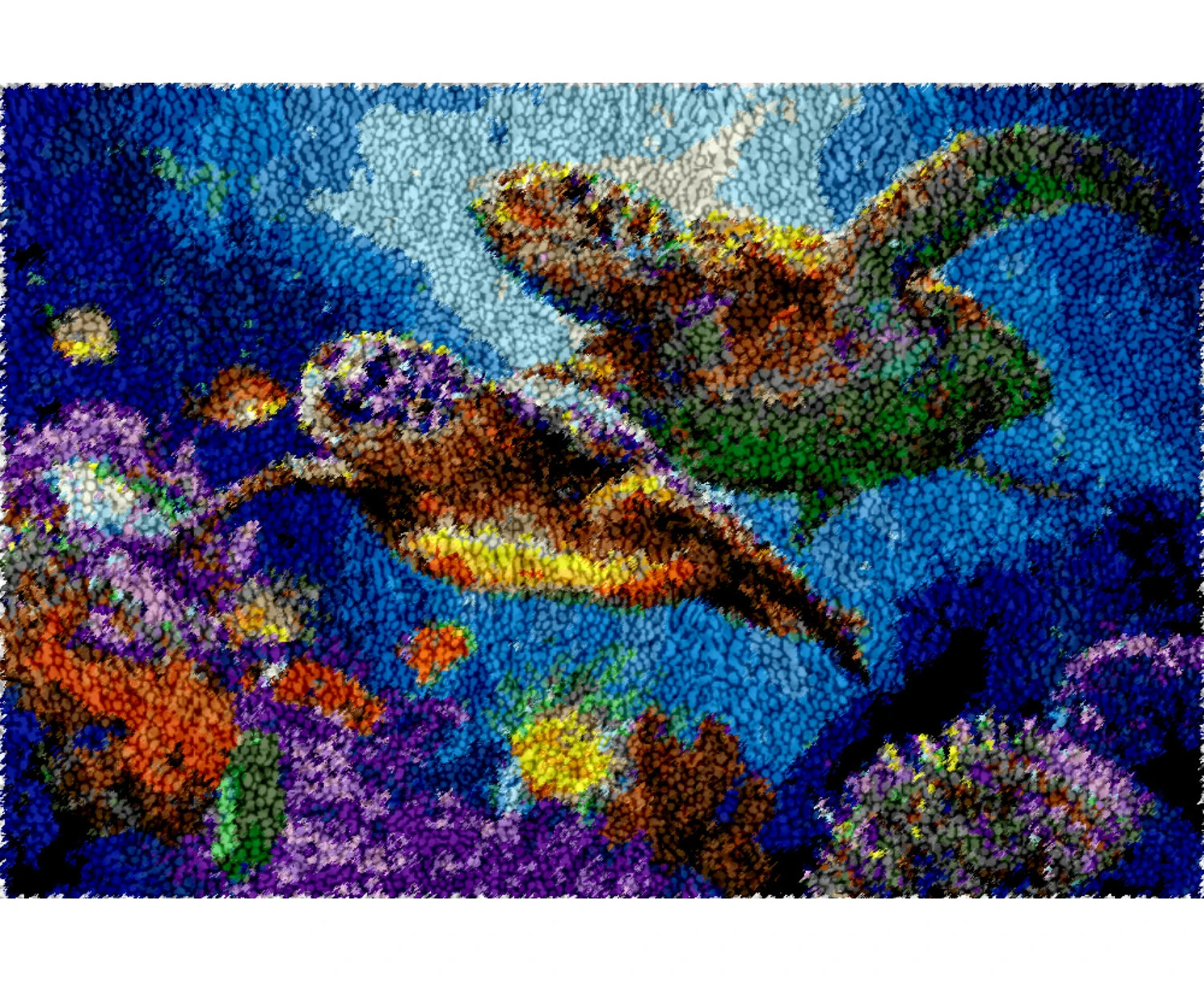 Sea Turtles | Rug Making Latch Hooking Kit 102x69cm Printed Canvas