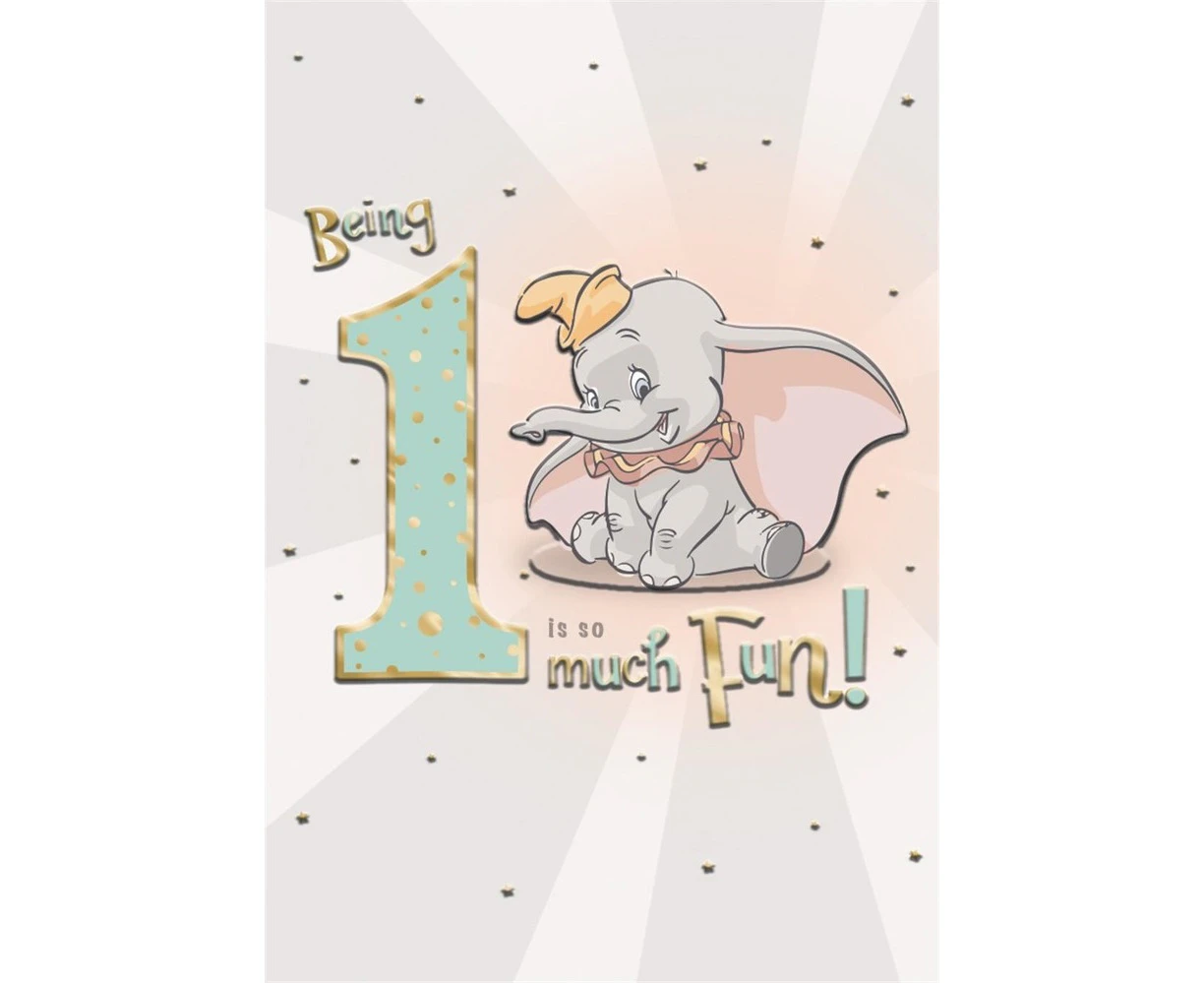 Hallmark Card - Disney Dumbo 1st Birthday Card