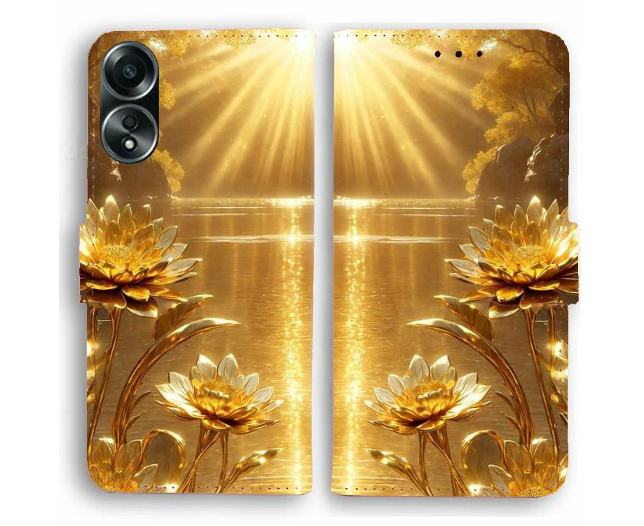 Phone Cover for OPPO Phone A / R / AX / Reno / Find Series - Sunray Gold Flower Print Design For OPPO Find X3 Lite