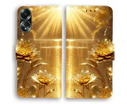 Phone Cover for OPPO Phone A / R / AX / Reno / Find Series - Sunray Gold Flower Print Design For OPPO Find X3 Lite