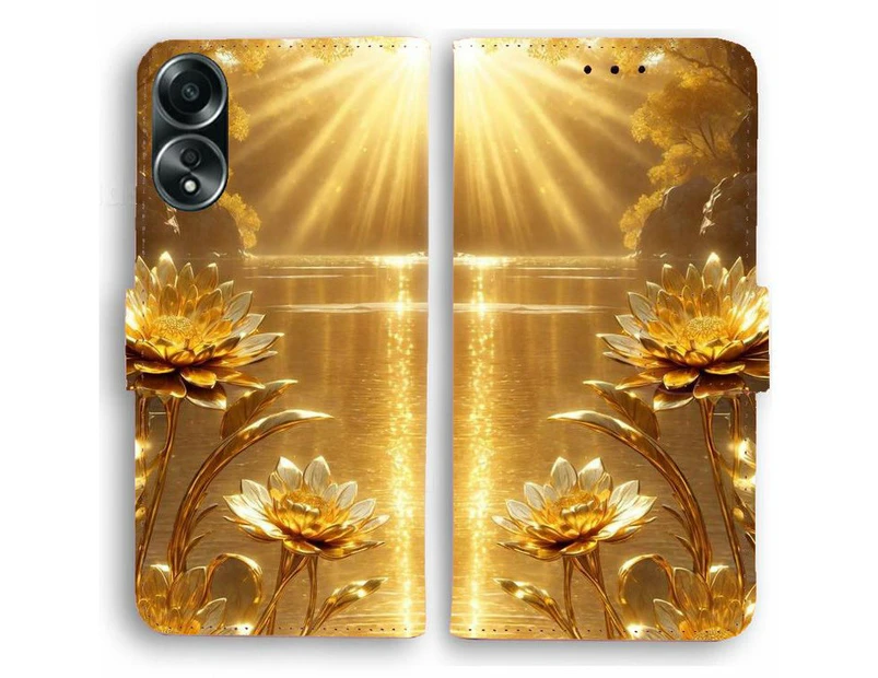 Phone Cover for OPPO Phone A / R / AX / Reno / Find Series - Sunray Gold Flower Print Design For OPPO Find X3 Lite