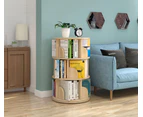 3-Tier Vesatile Spacious Rotating Swivel Wooden Bookcase Bookshelves 98cm Natural Oak