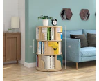 3-Tier Vesatile Spacious Rotating Swivel Wooden Bookcase Bookshelves 98cm Natural Oak