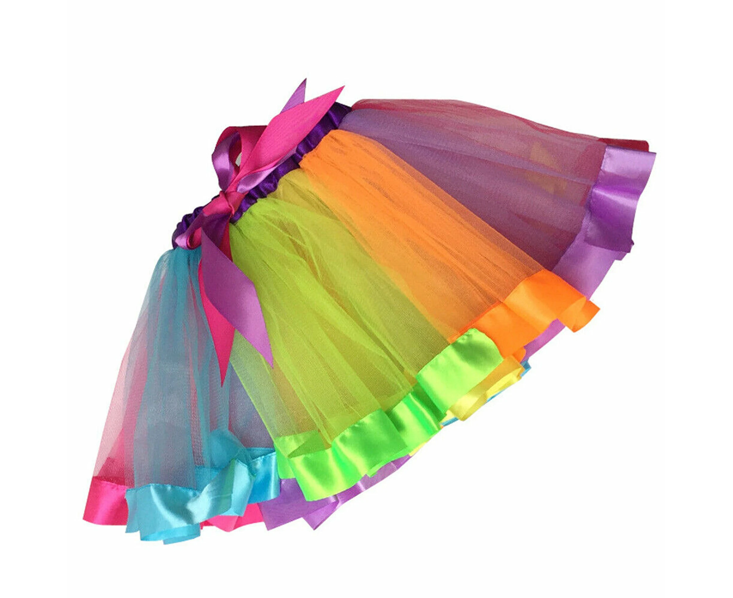 Girls Petticoat Ballet Princess Costume Kids Dress Rainbow Tutu Skirt Dance