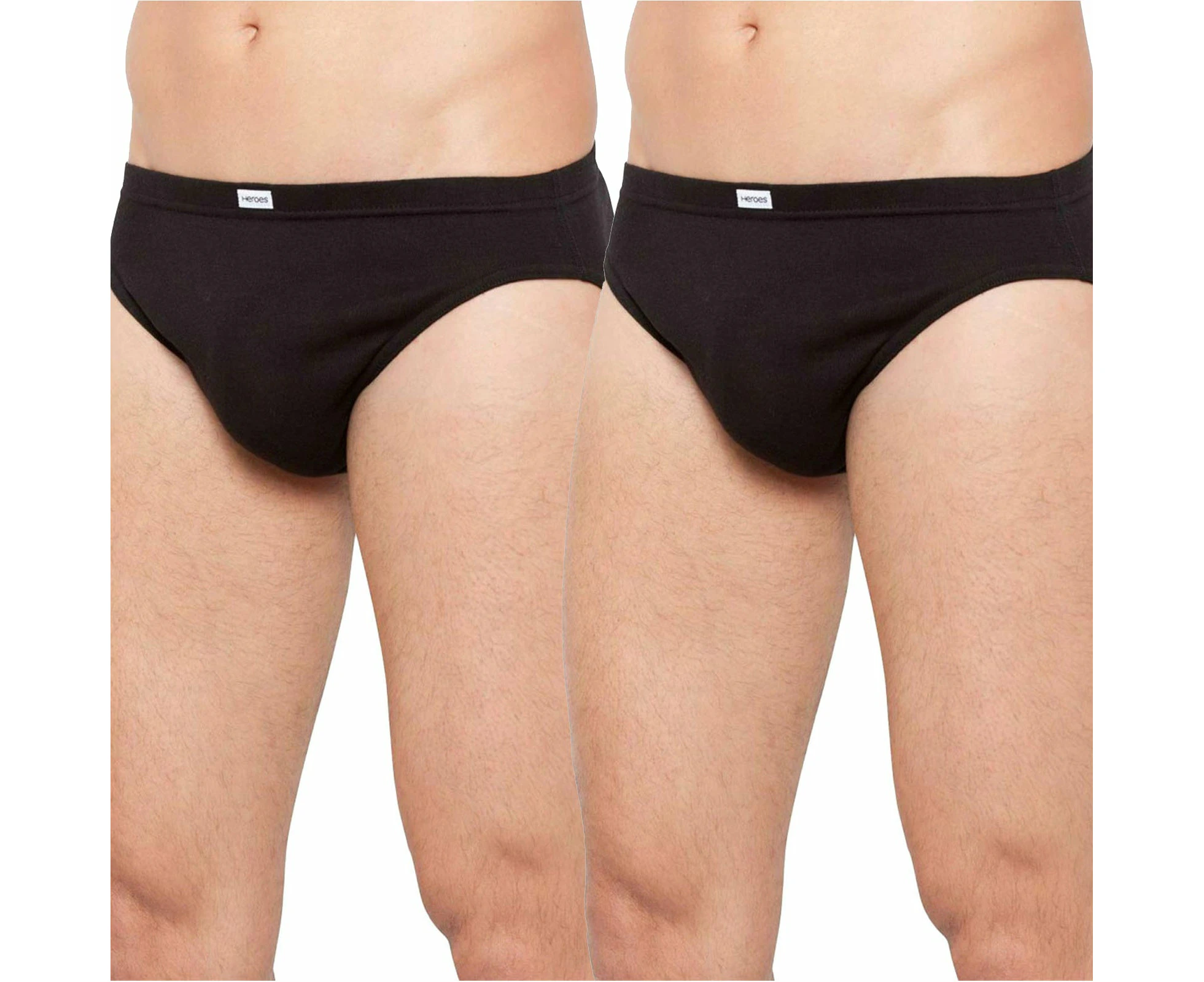 2 Pk Holeproof Cotton Rib Mens Briefs Undies Underwear Black MZTO1A