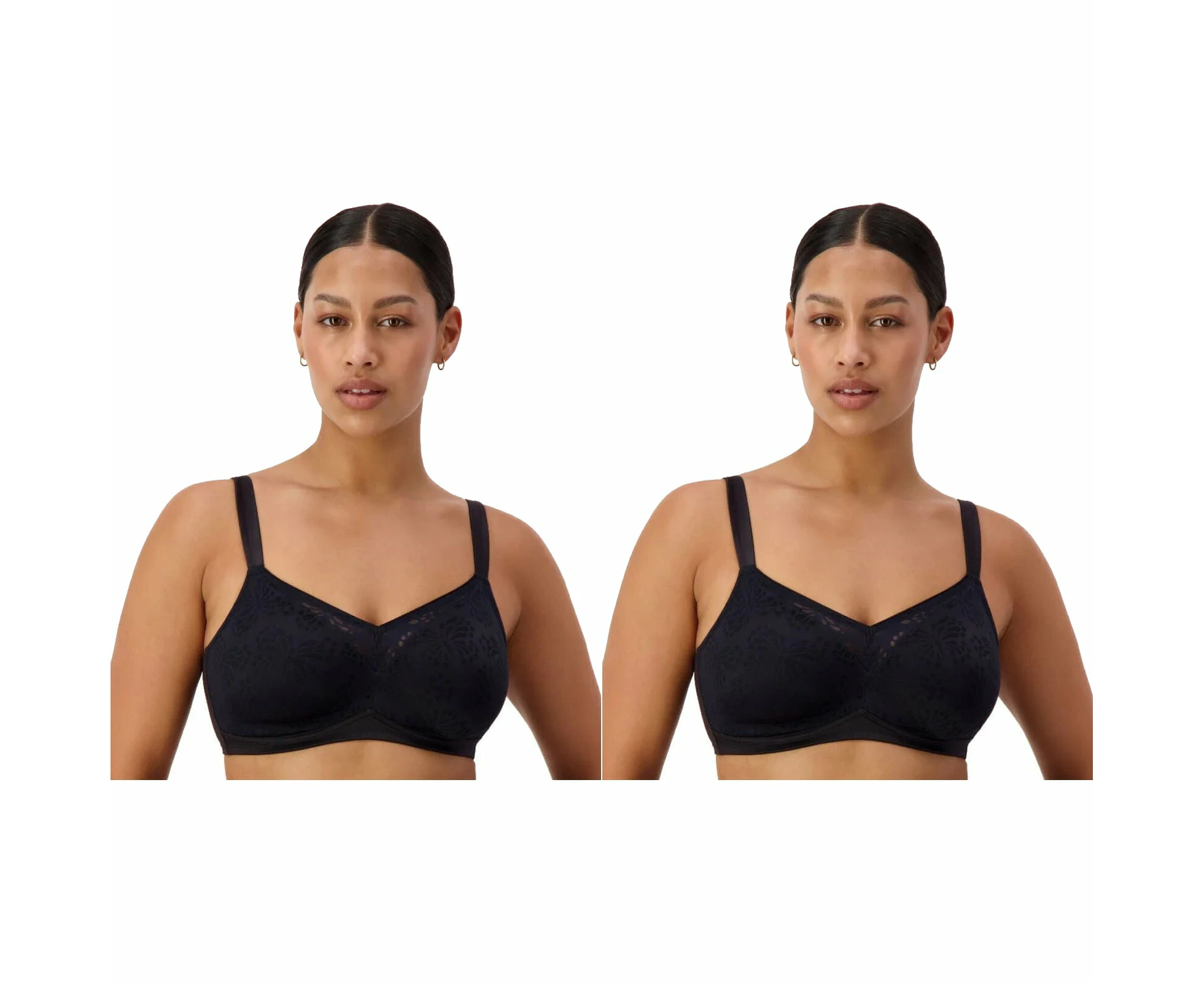 2x Triumph Lacy Wire Free Minimiser N Women Full Coverage Lingerie Bra Black Bulk