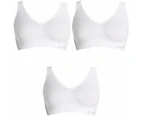 3 Pack Bonds Womens Seamless Wireless Wire Free White Comfy Crop Bra WVLHY Bulk